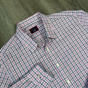 UNTUCKit‎ Shirt Mens Large Pink Blue Gingham Wrinkle Free Button Up Long Sleeve